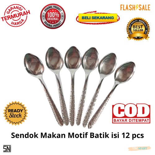 [BISA COD] PROMO Sendok Makan Batik Polos Isi 12 Pcs Bahan Stainless Tebal Anti Karat Murah Berkualitas