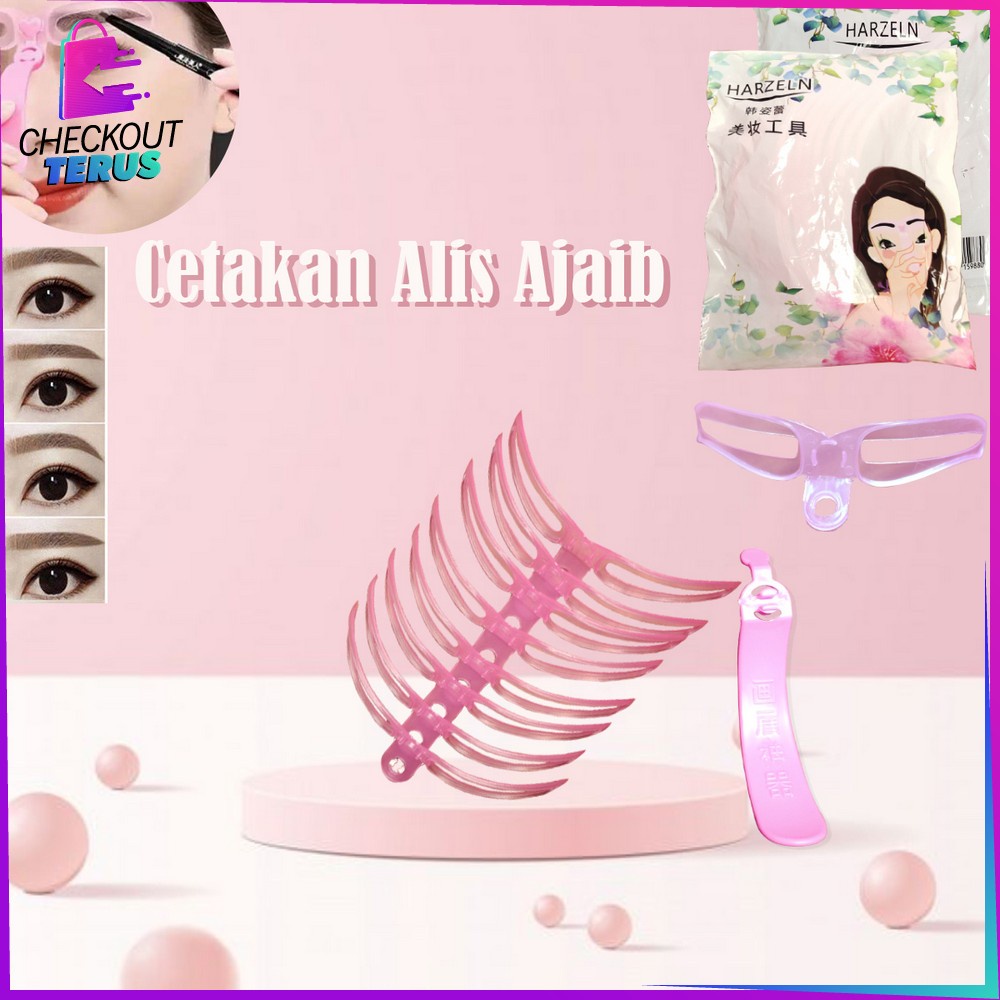 CT K49 Cetakan Alis 8 IN 1 Wanita Alat Cetak Gambar Alis Korea Delapan Model Alat Kecantikan Eyebrow Template