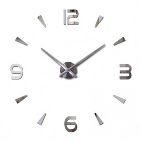 (MAINANKYU) Jam Dinding Besar DIY Giant Wall Clock Quartz Creative Design 80-130cm - Silver