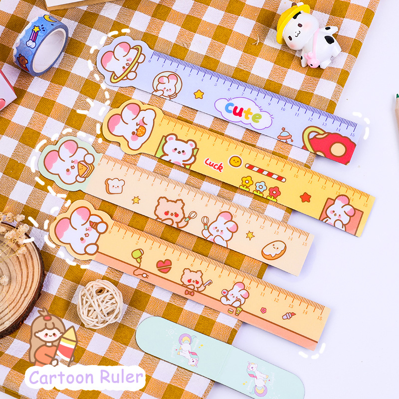 15cm Korean Cute Cartoon Soft Ruler Bendable with Magnetic Drawing Measuring Tool Student Gift