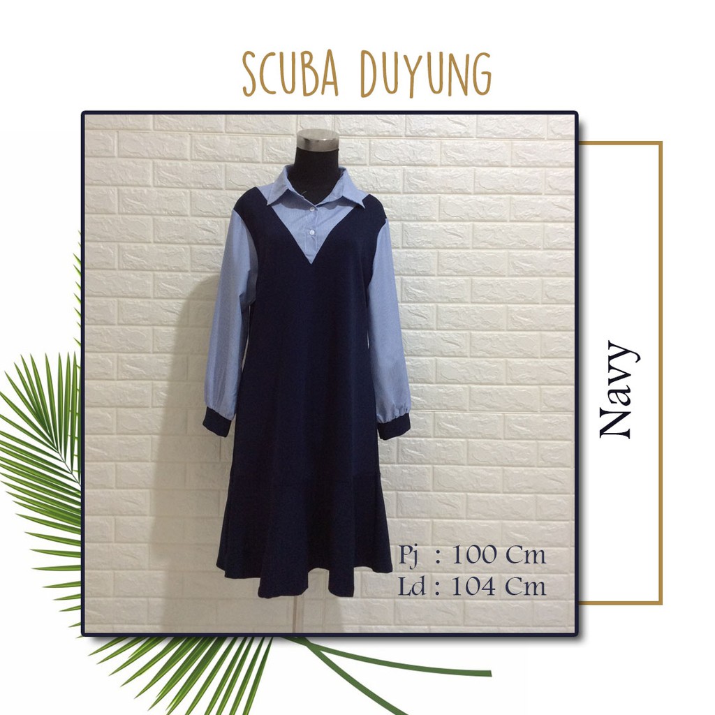 Artflow Dress Wanita Bahan Scuba Duyung - Navy