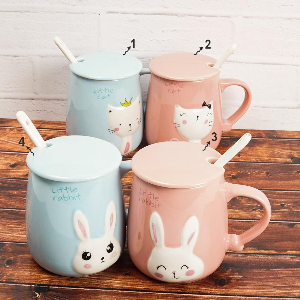 Mug Keramik Lucu Cat Rabbit Kucing Kelinci Unik Gelas Minum