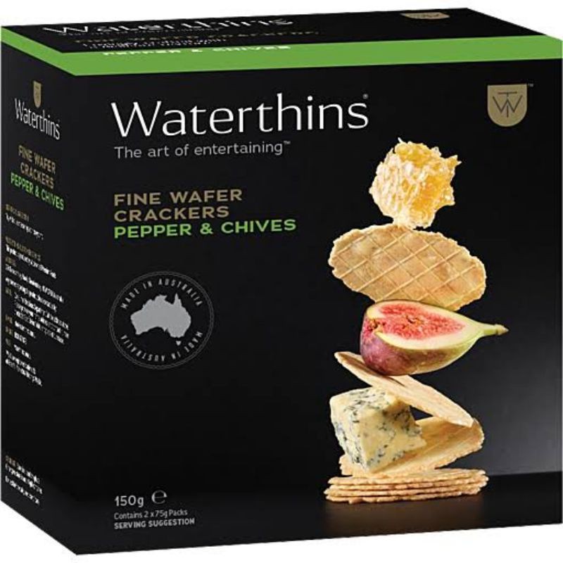 

WATERTHINS FINE WAFER CRACKERS PEPPER & CHIVES 150 GR