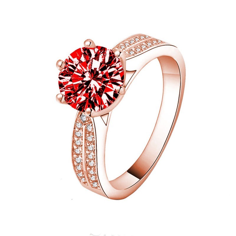 Cincin Rose Gold Dengan Ruby Untuk Wanita