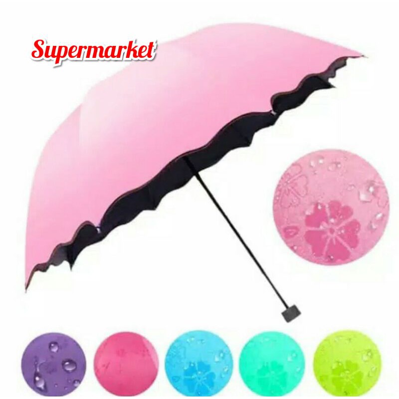 Payung Magic Umbrella 3D / Payung Hujan Dengan motif Yang Muncul Bila kena Air