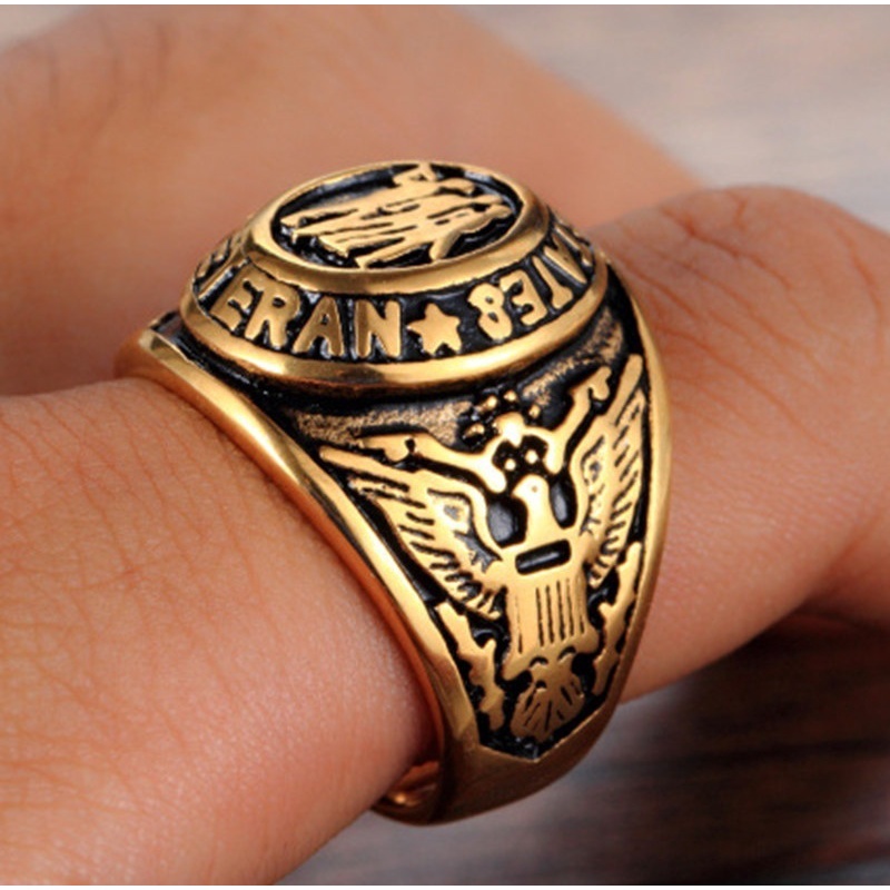 316L Stainless Steel US Military Army Design Ring Unisex Men Fashion Jewelry Veteran Engrave Words  Man Ring