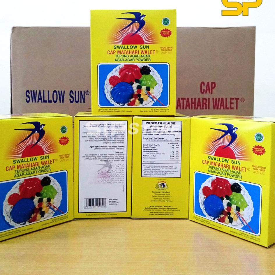 

Bayar di tempat Agar-agar SWALLOW SUN (Plain) 1 Box/ Agar Agar 91 ➠ ✉