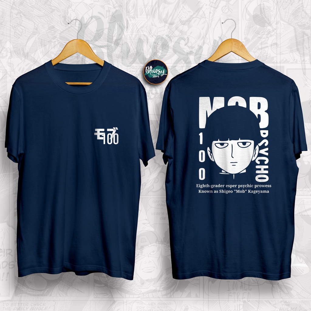 Kaos ANIME MOB PSYCHO 100 MOB KAGEYAMA SHIGEO STRONGEST PSYCHIC POWER / BAJU ANIME MOB PSYCHO 100 KAGEYAMA SHIGEO BLUESYCLOTH