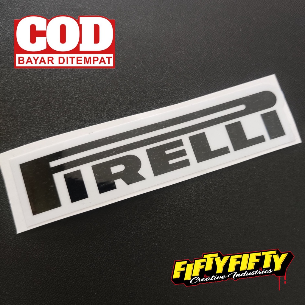 Stiker Print Cut PIRELLI Stiker Printing Laminasi Glossy Stiker Motor Mobil Helm Sudah Membentuk Pola Desain