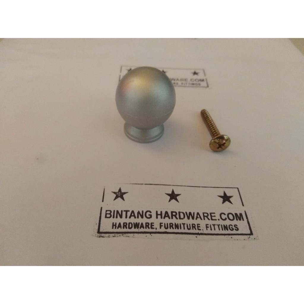 Tarikan Knob Bulat Bahan Plastik Warna Finishing Silver Abu Handle Handel Laci Lemari Cabinet