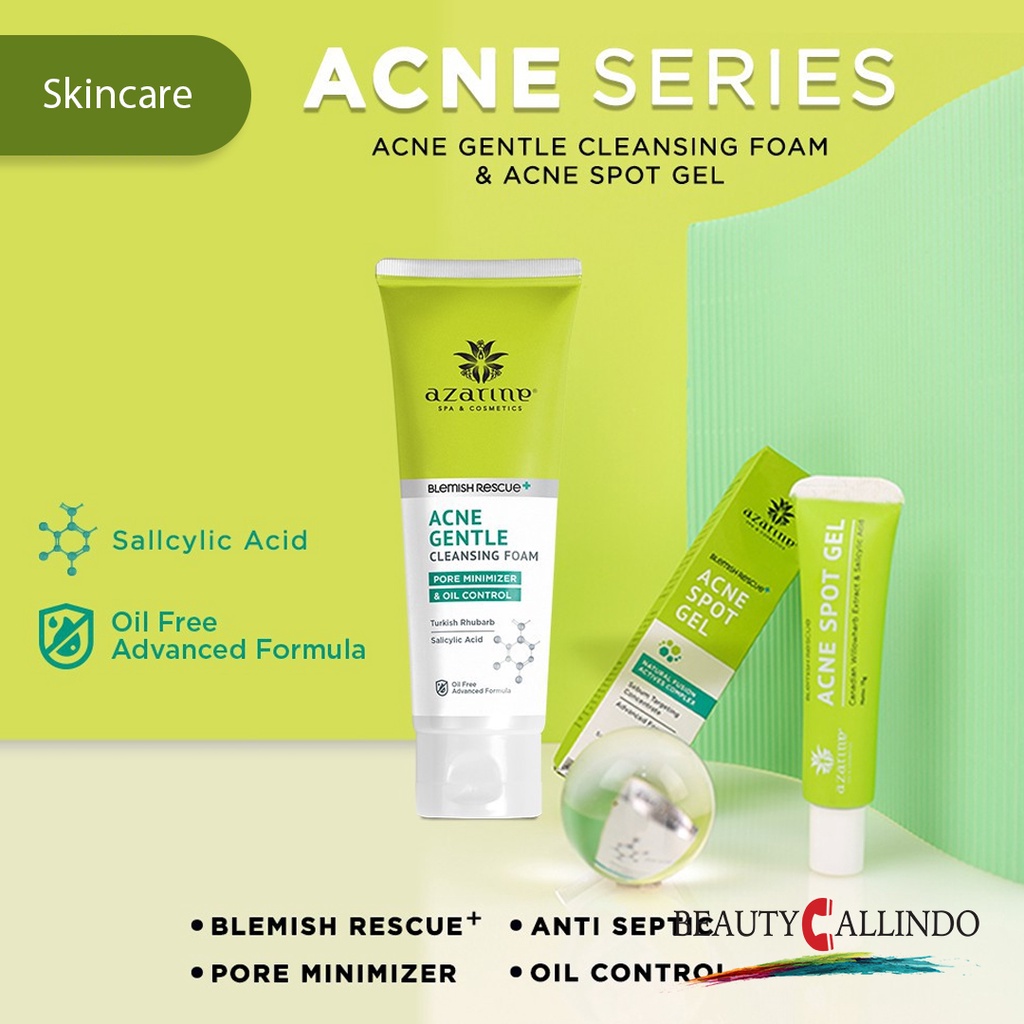 Azarine Blemish Rescue Acne Series | Cleansing Foam | Spot Gel | Anti Acne Serum |Clay Mask | Anti Jerawat