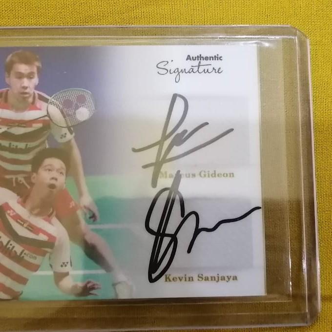 Flum | Kartu Badminton Bulutangkis Kevin Sanjaya Marcus Gideon Signed Asli