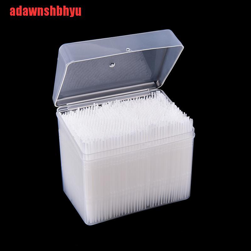 (Adawnshbhyu) 1100pcs Tusuk Gigi 2 Sisi Interdental Bahan Plastik Untuk Kebersihan Mulut