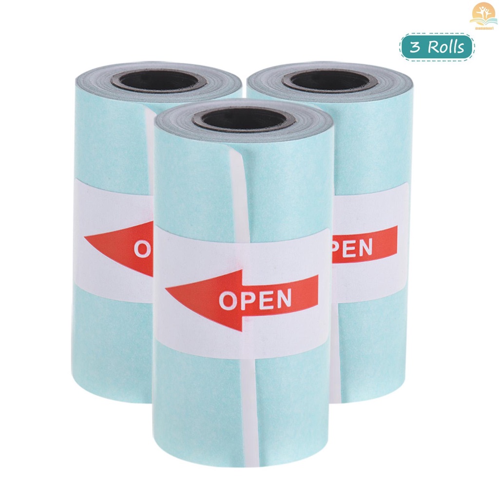 Printable Sticker Paper Roll Direct Thermal Paper with Self-adhesive 57*30mm for PeriPage A6 Pocket Thermal Printer for PAPERANG P1/P2 Mini Photo Printer, 3 Rolls