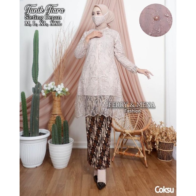 Setelan kebaya tunik busui//tunik tulle tiara//kebaya seragaman