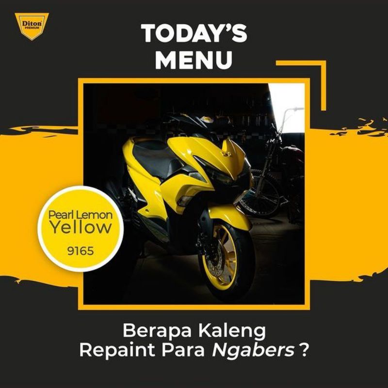 Paket Repaint AEROX NMAX Lemon Yellow 9165 Diton Premium Cat Semprot Sepeda Motor Mobil Velg Helm
