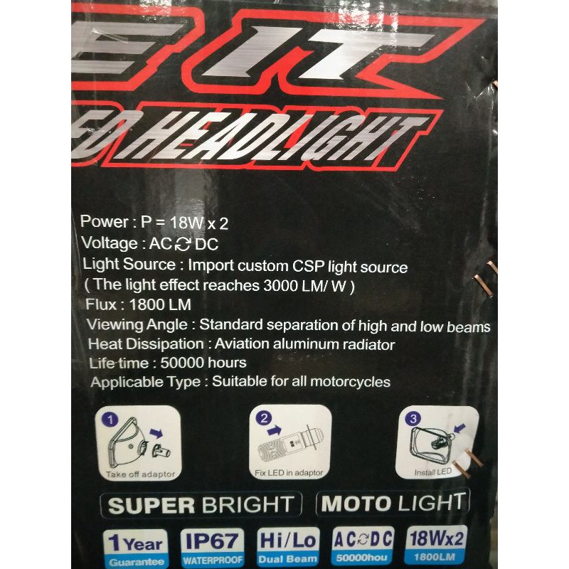 Bohlam LED H6 SB 2 sisi 18Watt x2 M5 Dop Lampu Motor Bebek Matic Beat Vario Grand Supra X Jupiter Z