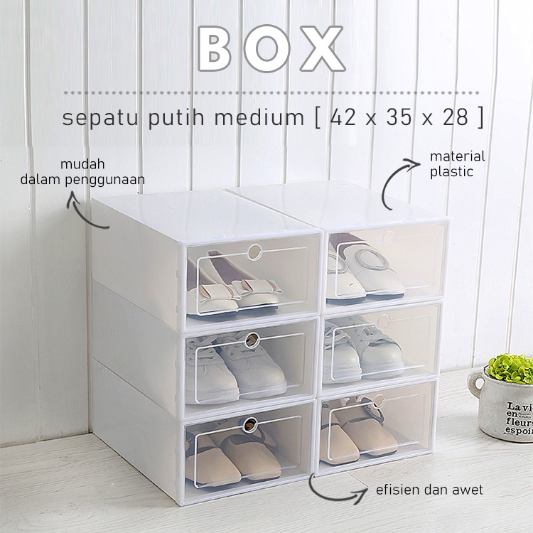 Box Sepatu Kotak Sepatu Transparan Tebal Serbaguna Shoes Box Tempat Penyimpanan Sandal -Wonderdekorasi