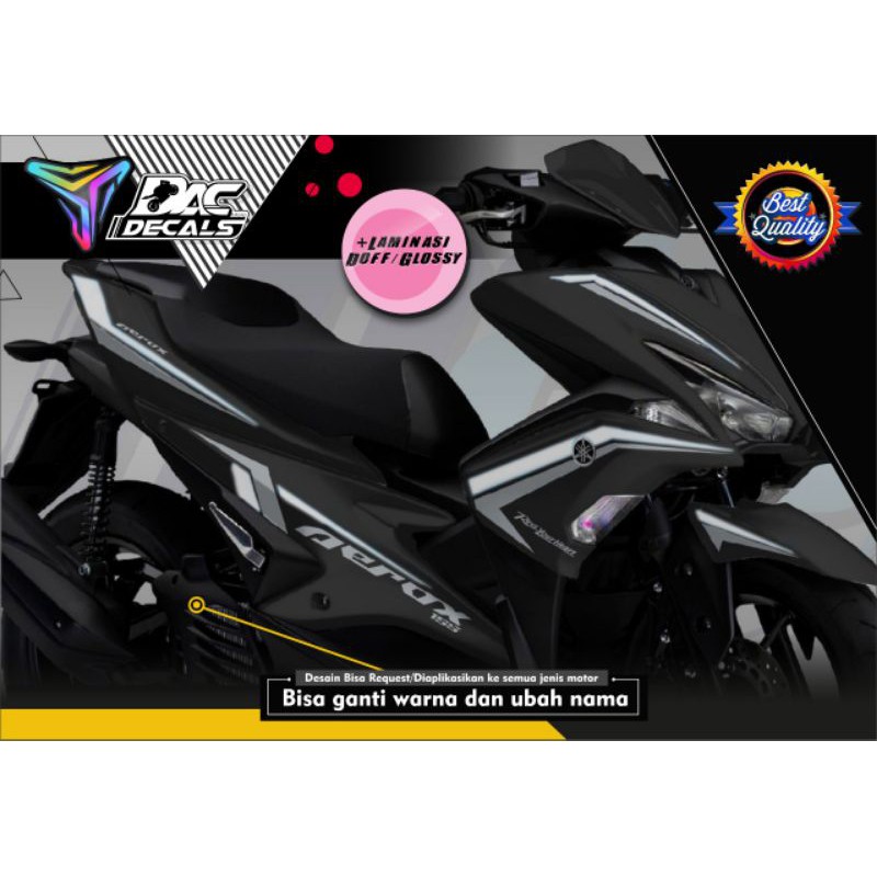 sticker decal full body yamaha Aerox hitam list putih