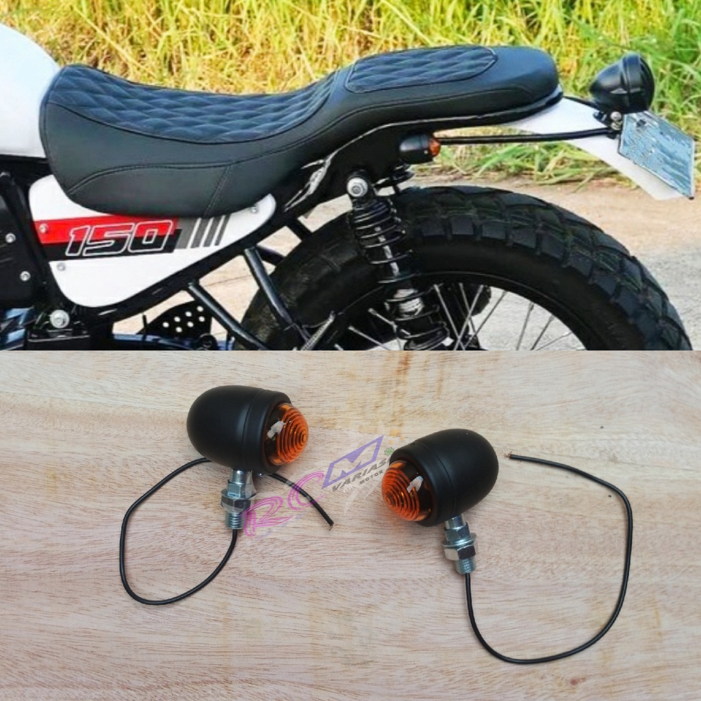 Lampu sein acipi kecil mini reting lonjong hitam custom japstyle w175 C70 cb variasi