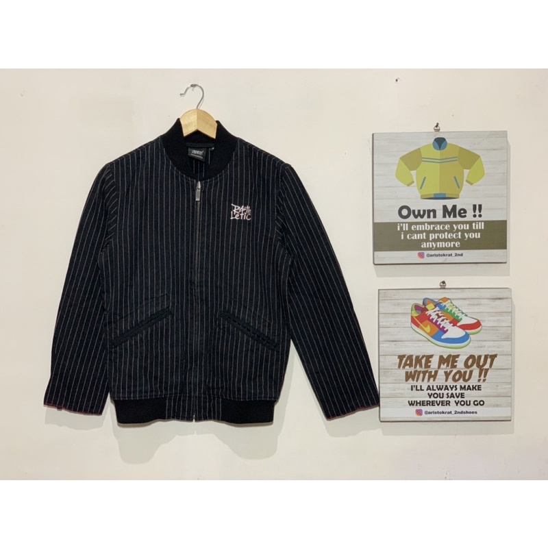bomber varsity r.athletic hitam black stripe second bekas