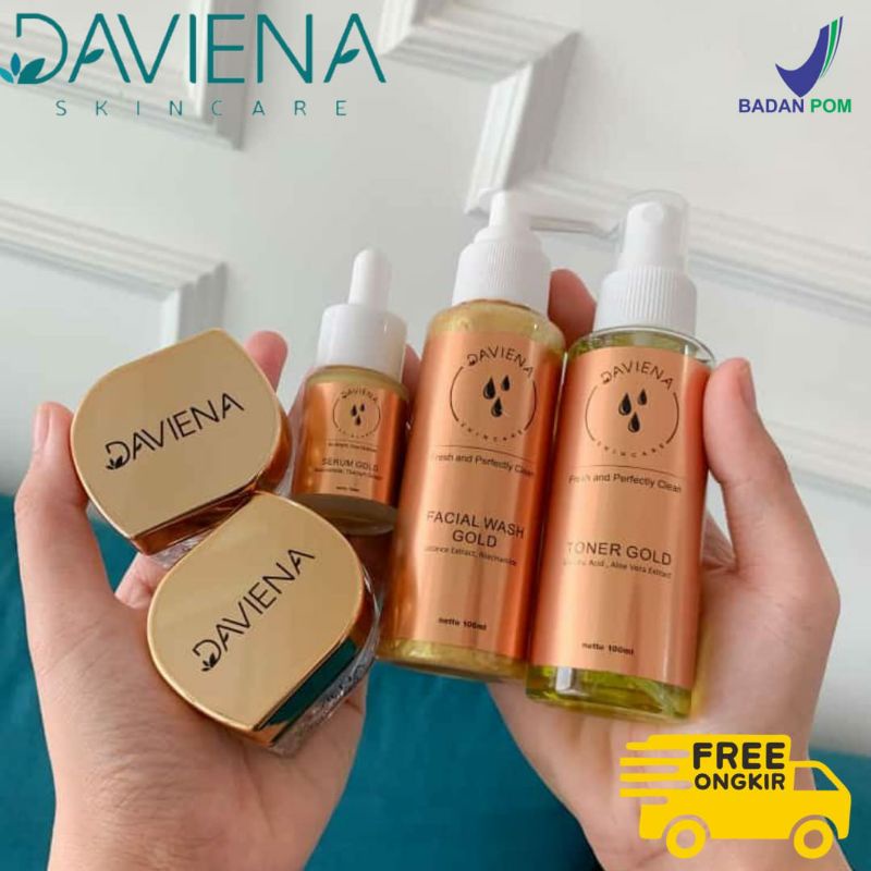 gold series daviena skincare, cream flek hitam dan bekas jerawat BPOM