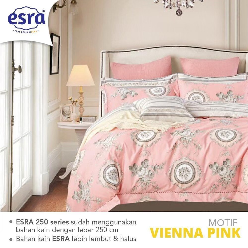 1 SET (SEPRAI + BEDCOVER) ESRA - MOTIF VIENNA PINK UKURAN 180 X 200