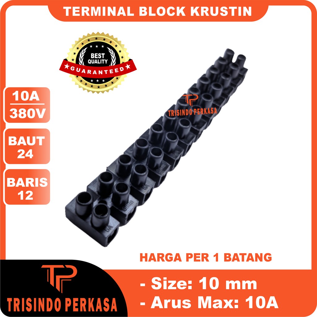 Terminal Krustin 10mm 10A 10Ampere Hitam Klustin Blok