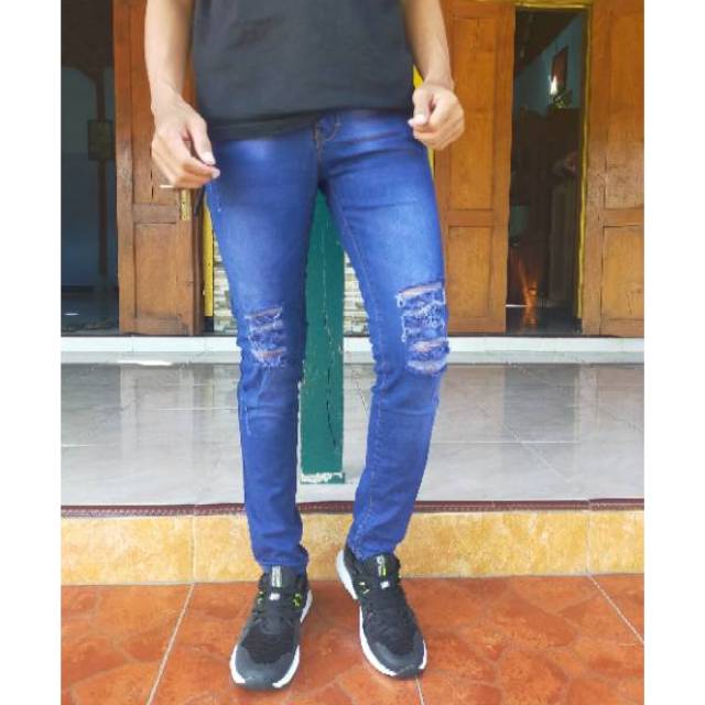 Jeans ripped blue stone 02 original | Celana sobek pria