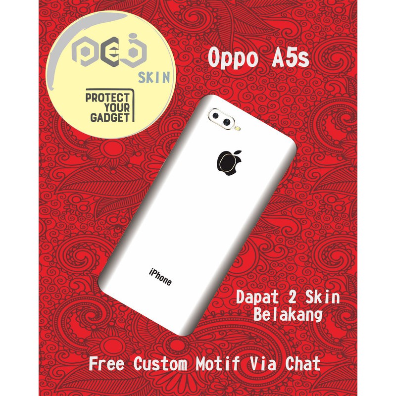 2PCS Oppo A5s Motif Iphone White Garskin Stiker Free Custom