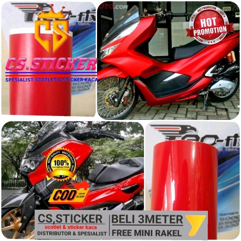 stiker skotlet motor skotlet merah doff merah glosy