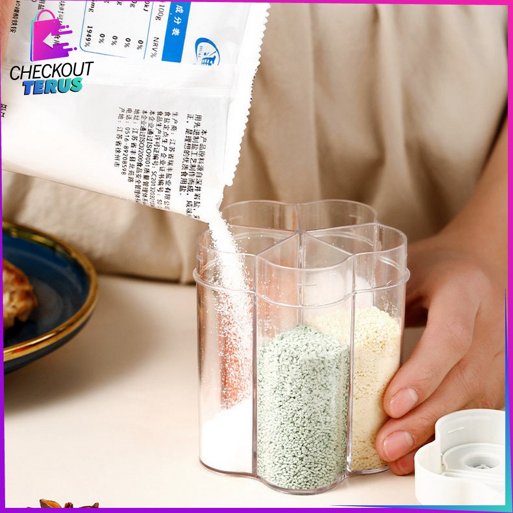 CT C97 Tempat Bumbu Dapur 5 Sekat Bentuk Bunga Multifungsi Penyimpanan Bumbu Masak Serbaguna Wadah Bumbu