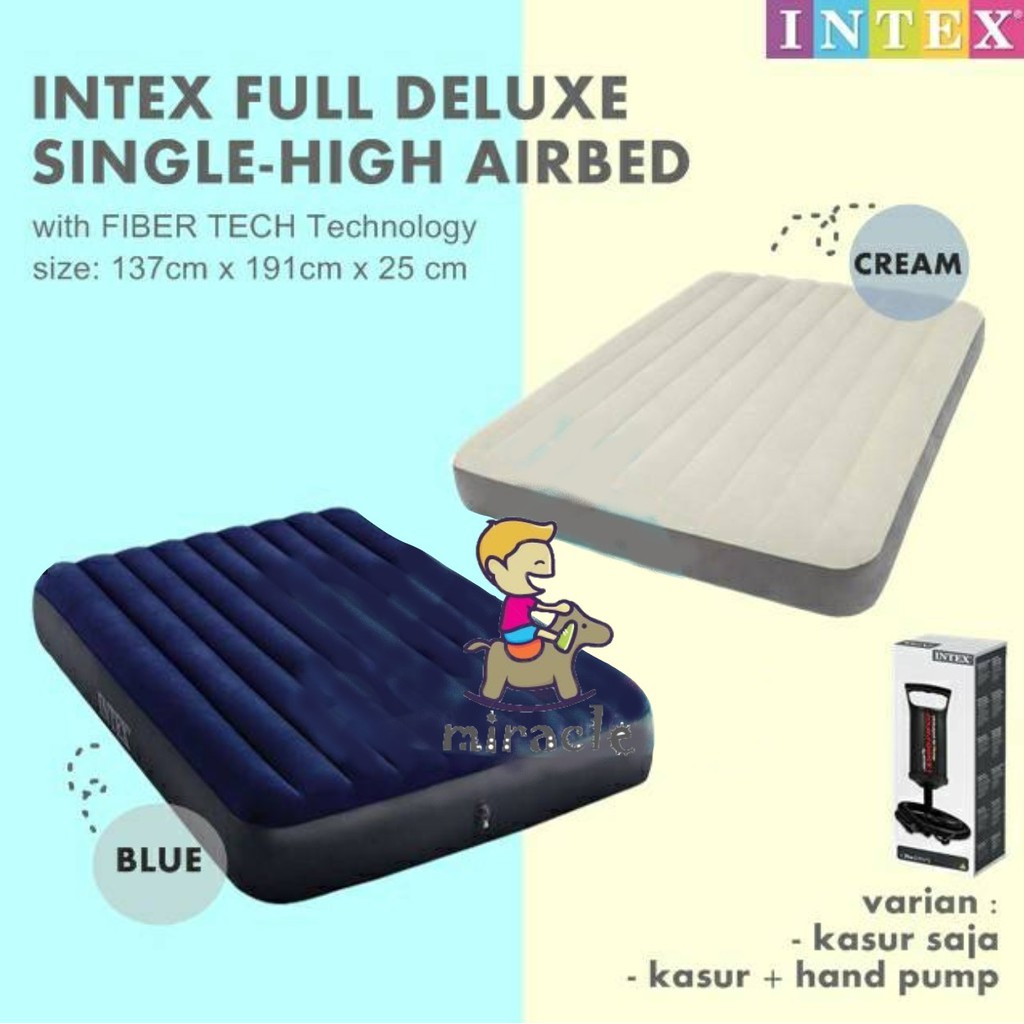 PAKET KASUR ANGIN INTEX (191cmX137cmX25cm)FULL DELUXE SINGLE-HIGH AIRBED 64708 / 64758 / 64102