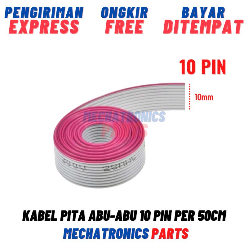 10P FC FLAT CABLE / KABEL PITA ABU - ABU IDC 10 PIN 0,5 METER 0,5M 50CM