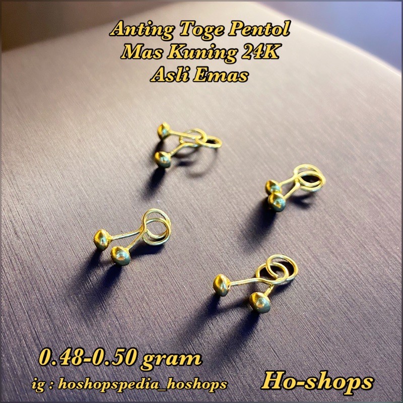 Anting Toge Pentol Mas Kuning 24K 999% Asli Emas