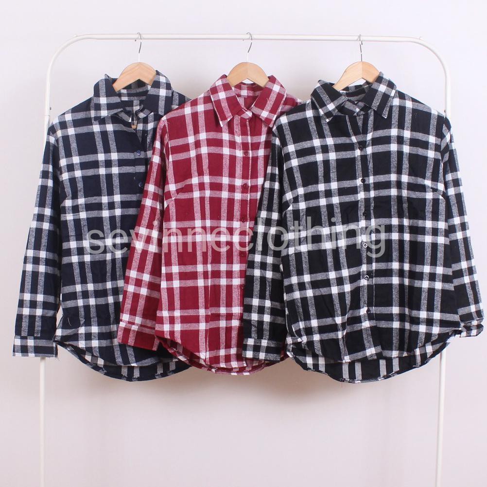 Sevinneclothing - Kemeja Wanita KENZO TARTAN SHIRT
