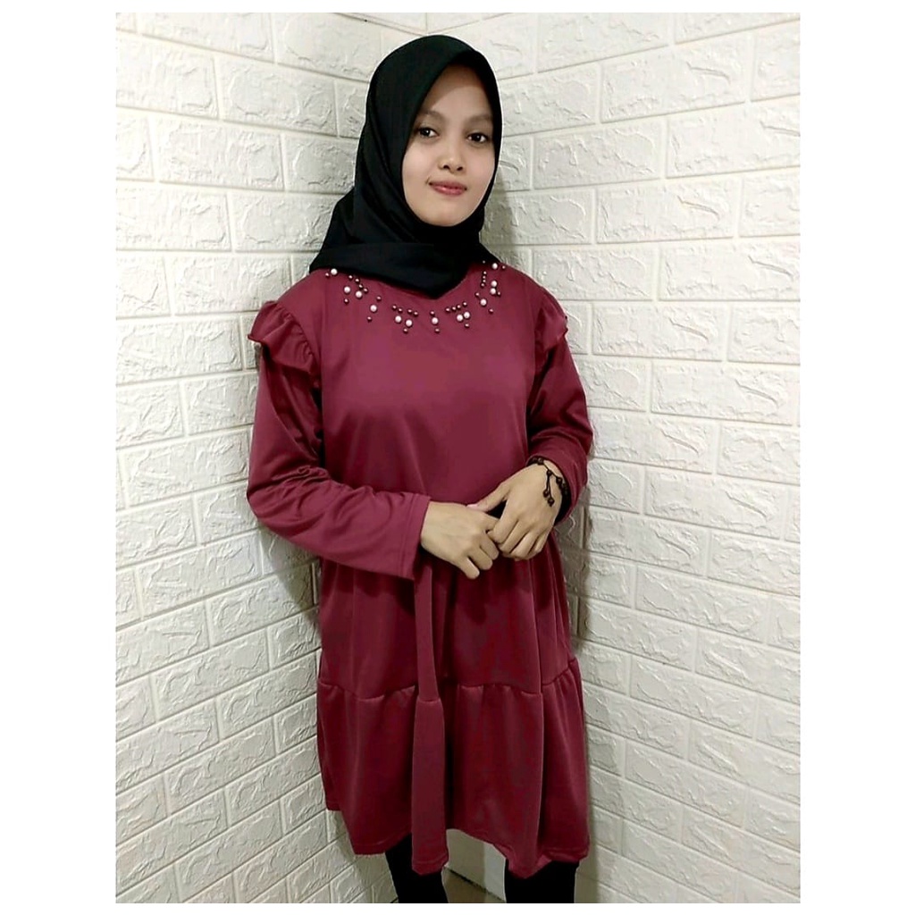 RILLO - TUNIK MUTIARA  REMPEL SUSUN TANGAN RUFFLE  FIT XL / TUNIK MUSLIM