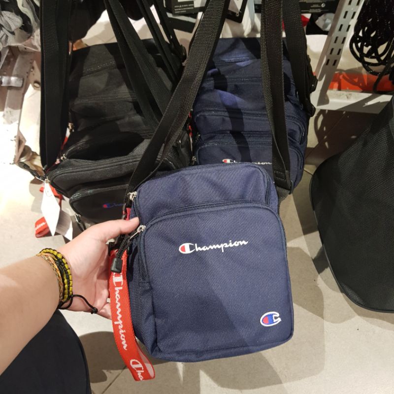 Tas CHAMPION (Black & Navy) Selempang Olahraga Sling Bag Unisex Kasual ORIGINAL