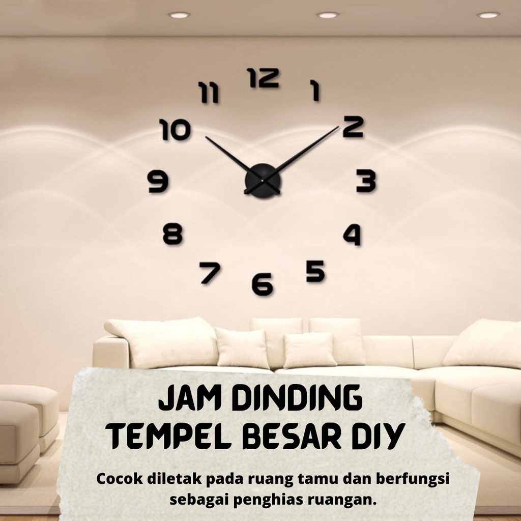 HOT SALE!! Jam Dinding DIY Giant Wall Clock Quartz Creative Design 30-50cm