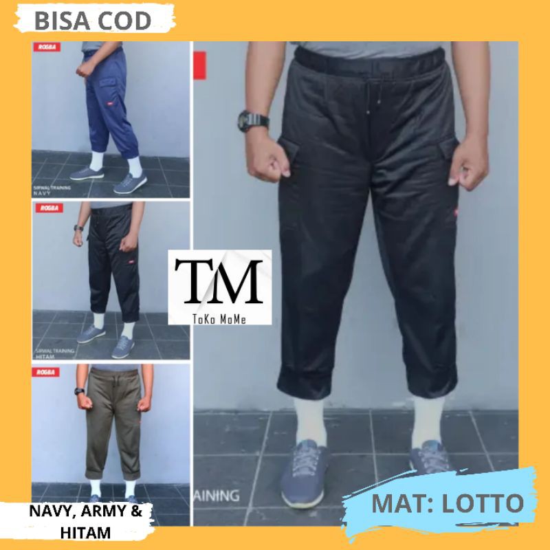 Celana sirwal training pria lari sepeda gowes nyaman Rosal bahan lotto hitam navy hijau army
