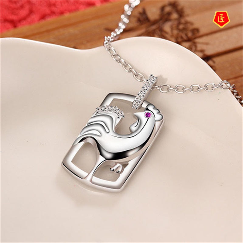 [Ready Stock]Silver Zodiac Pendant Men's and Women's Necklace