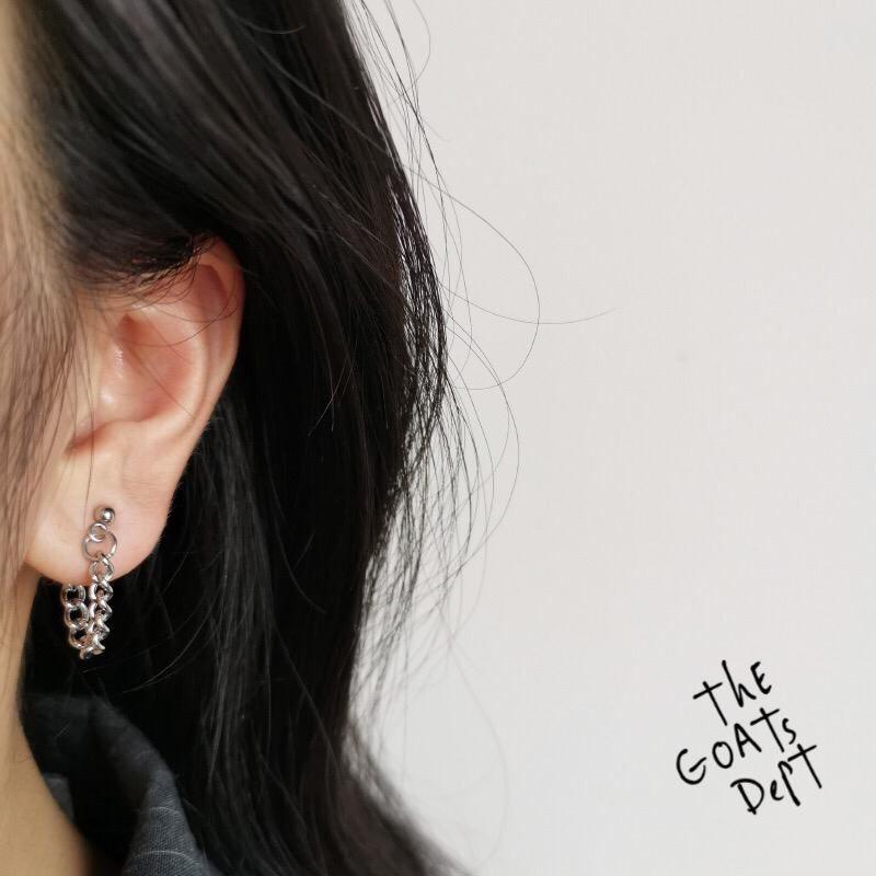 Anting Tusuk Silver Korea Piercing Chain Asimetris Korean Earrings Anting Panjang Titanium 925