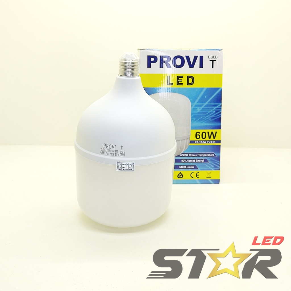 LAMPU PROVI LED Bulb T 50 WATT 60 WATT MURAH IRIT HEMAT ENERGI AWET TAHAN LAMA STAR LED