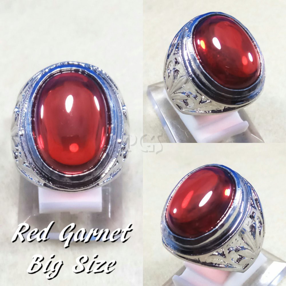 CINCIN BATU AKIK PERMATA RED GARNET BIG SIZE MEWAH DAN TERMURAH