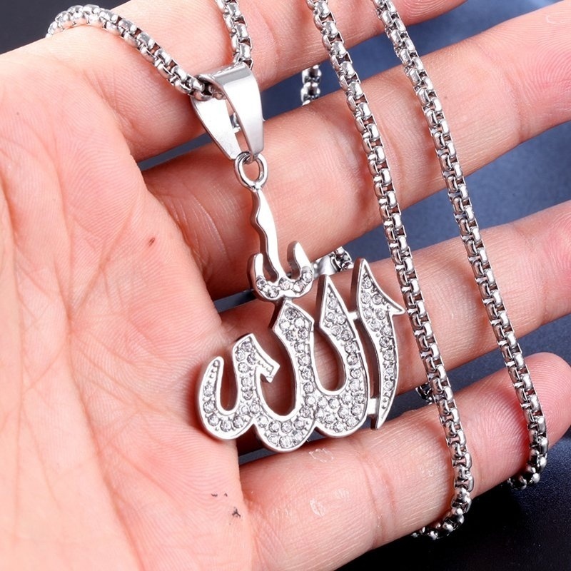 Kalung Rantai Dengan Liontin Totem Allamanda Arab Warna Emas Untuk Wanita Muslim