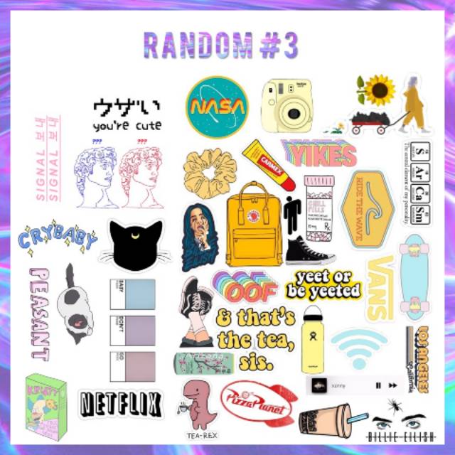 

TUMBLR STICKER Random #3 Pack untuk case hp DIY scrapbook bujo journal sticker (30 - 40 pcs)