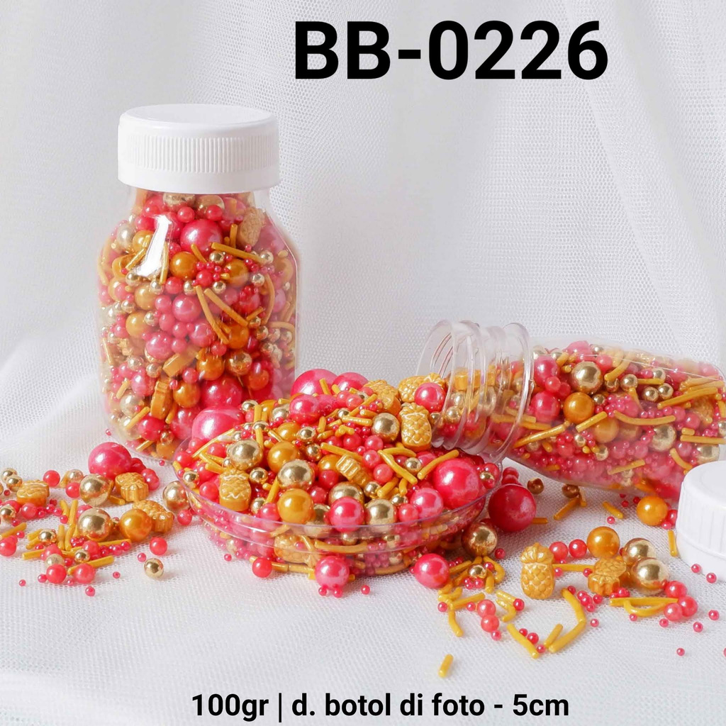 

BB-0226 Sprinkles sprinkle springkel 100gr mutiara nanas emas merah yamama baking grosir murah sprinkles cake dekorasi mutiara trimit decoration story sprinklestory sprinklesstory sprinkle story yamama baking