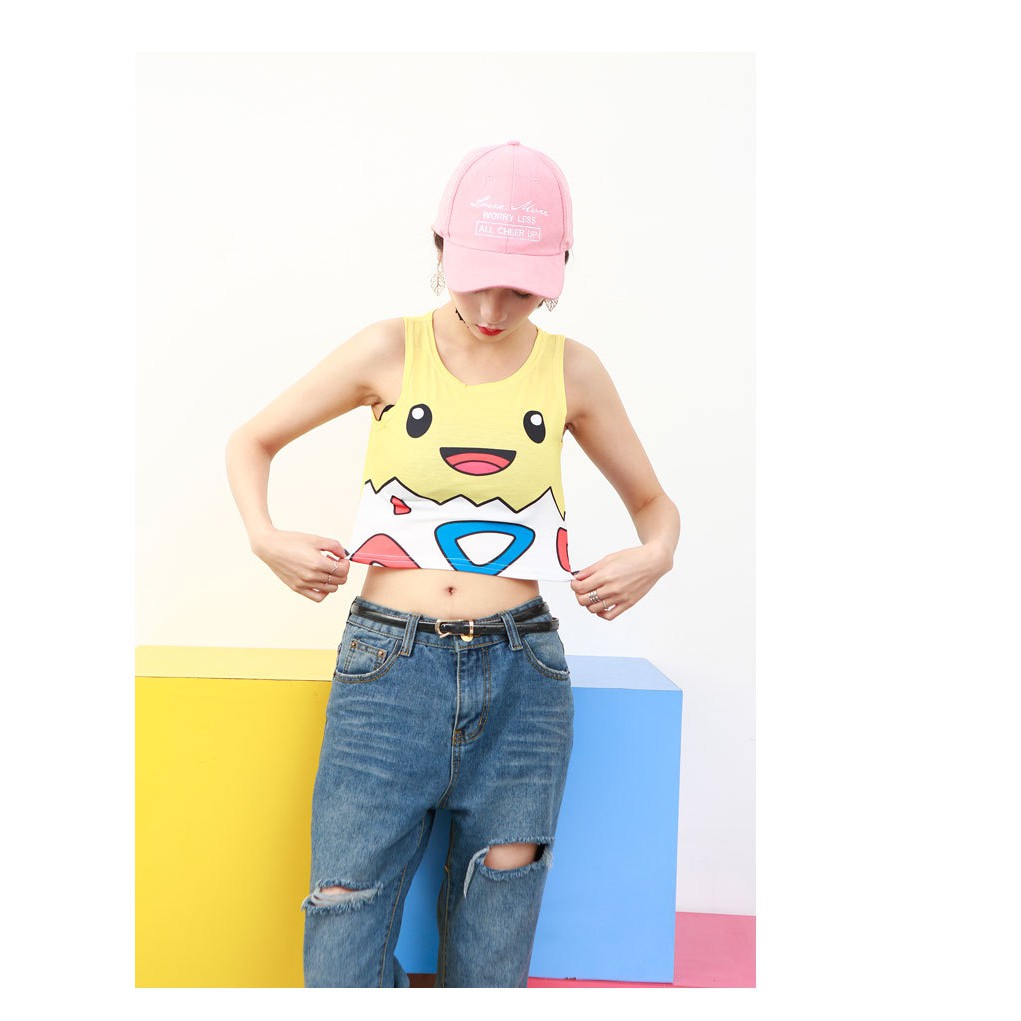 KBS-79 kaos crop top full print togepi pokemon crop top  cartoon import korea jepang