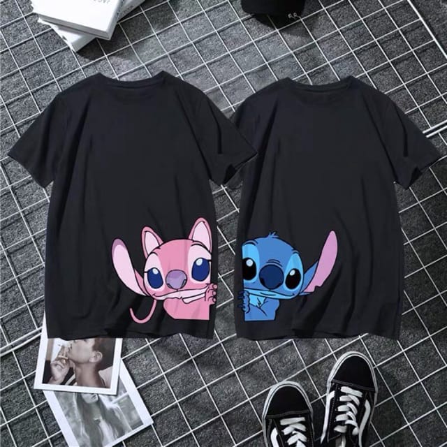 MYSTIQUE.ID-BAJU KAOS COUPLE STITCH&amp;STITCH T-SHIRT LUCU DAN AESTHETIC