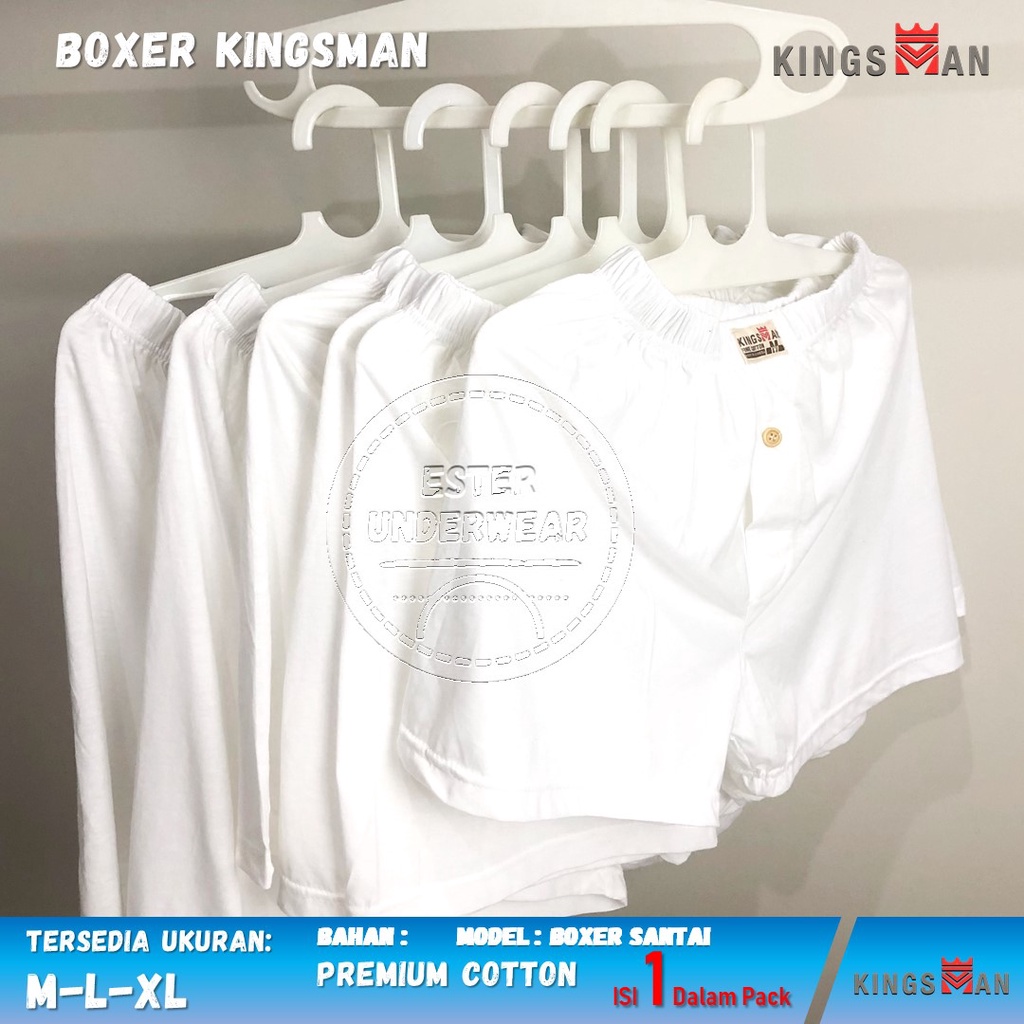 Boxer Pria Santai Kingsman Putih Isi 1 Pcs